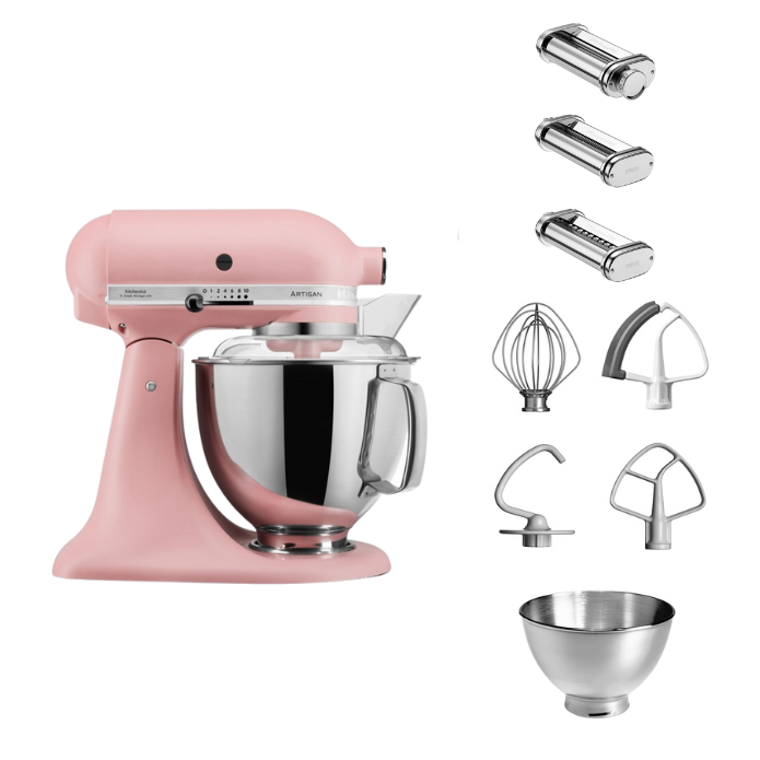 KitchenAid 4,8 L 5KSM175 Artisan Küchenmaschine Pastalover mit Nudelwalzen 3er- Set