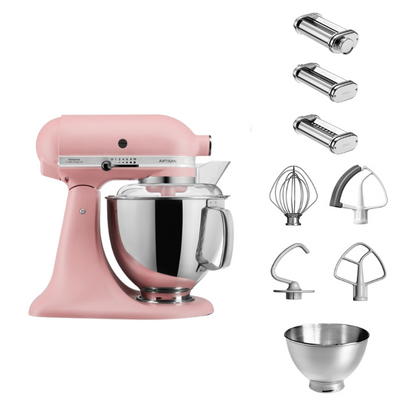 KitchenAid 4,8 L 5KSM175 Artisan Küchenmaschine Pastalover mit Nudelwalzen 3er- Set