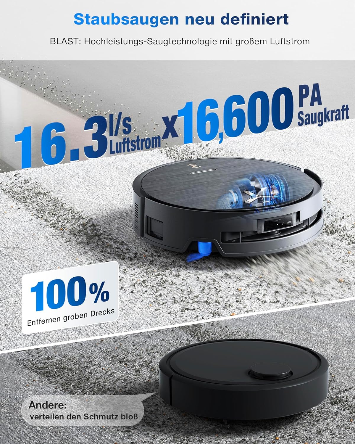 ECOVACS X9 PRO Omni, 16.600Pa, OZMO Roller, ZeroTangle 3.0, Heißwasser-Wischung, TruEdge 2.0, YIKO-GPT