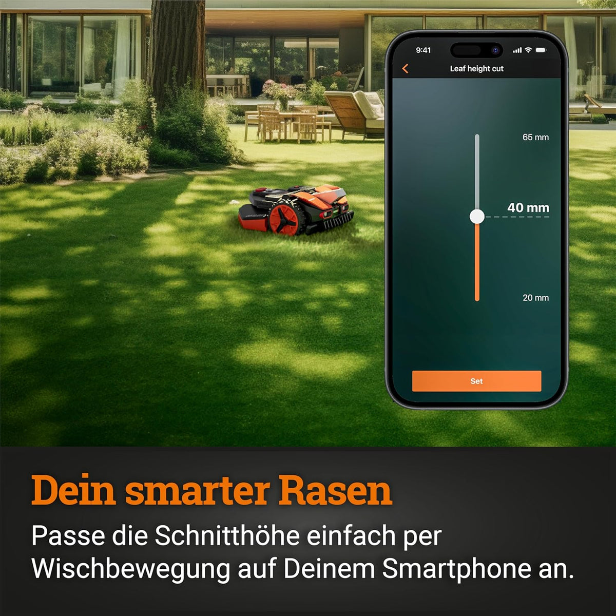 WORX Vision L1600 Mähroboter 1600 m² ohne Kabel, KI & Igelschutz
