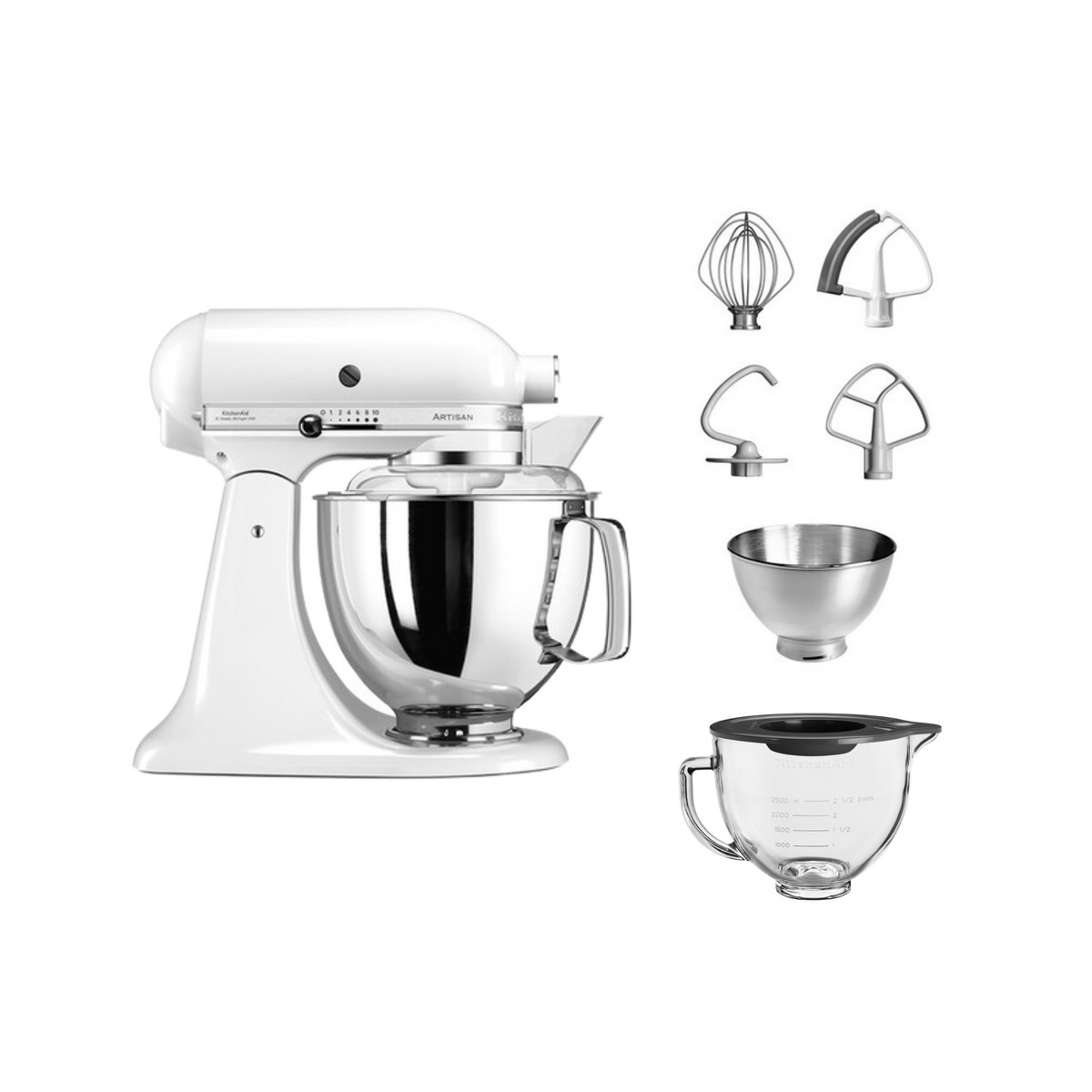 KitchenAid 4,8 L 5KSM175 Artisan Küchenmaschine Glasset mit Glasschüssel