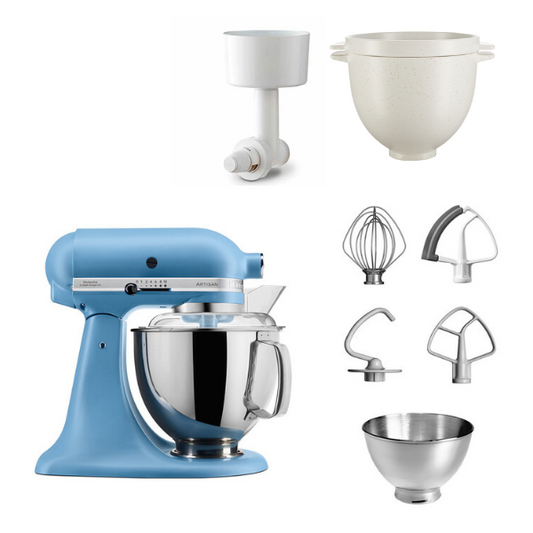 KitchenAid 4,8 L 5KSM175 Artisan Küchenmaschine Breadlover mit Messerschmidt Getreidemühlenvorsatz + Brotbackschüssel