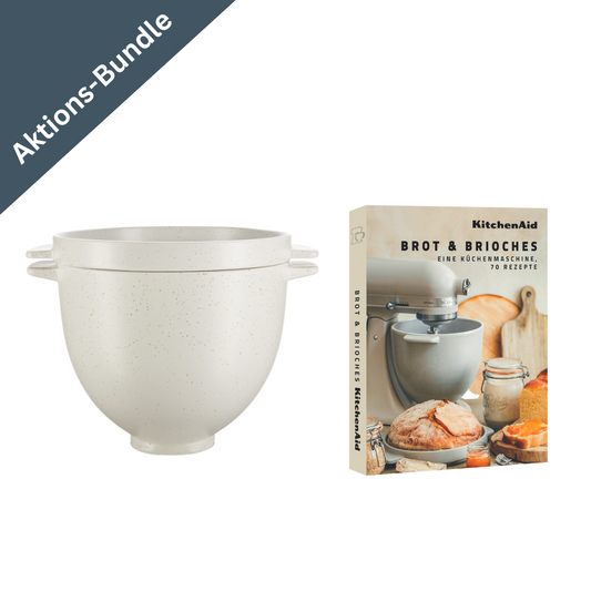 KitchenAid Brot-Backschüssel 5KSM2CB5BGS Grey Speckle mit Brot & Brioche Rezeptbuch