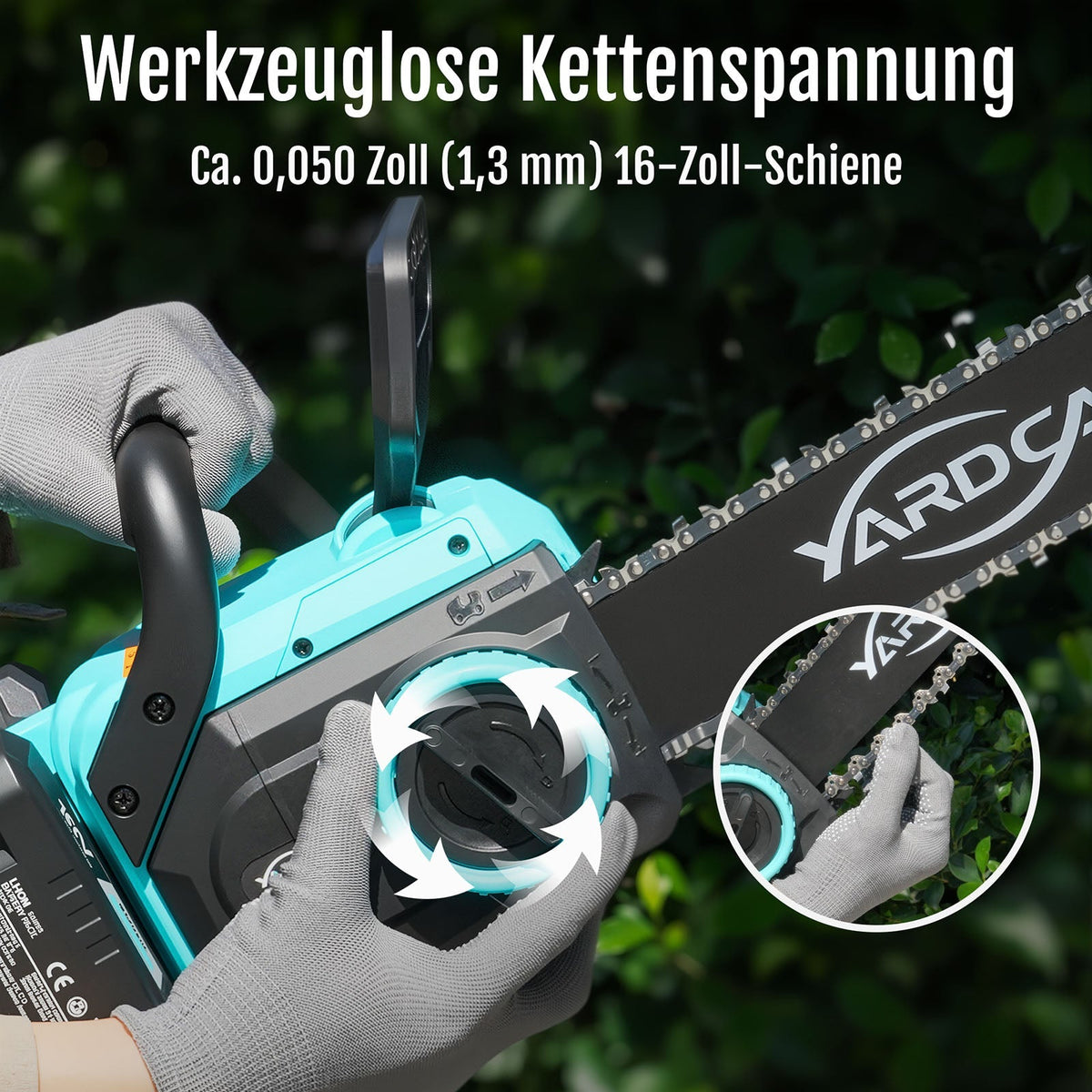 YARDCARE 16" bürstenlose Akku-Kettensäge