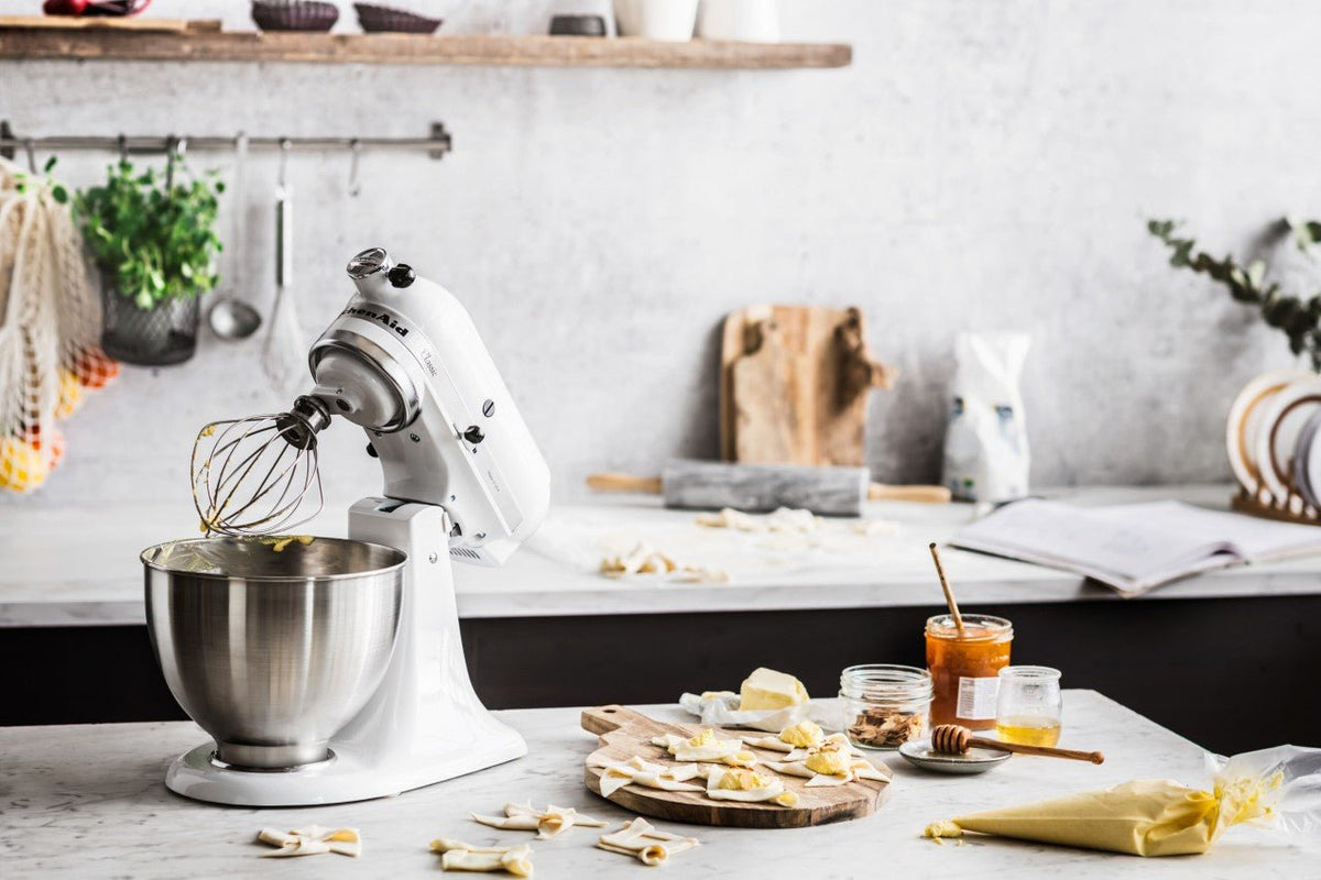 KitchenAid 4,3 L 5K45SS Classic Küchenmaschine Set 5 Fleischwolf+Spritzgebäck+Deckel+Schüssel+Spritz