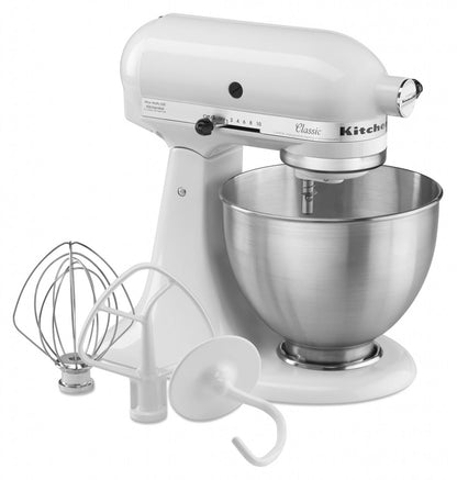 KitchenAid 4,3 L 5K45SS Classic Küchenmaschine Set 3 Gemüseschneider+Spritzschutz+Flexirührer