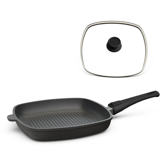 Grillpfanne eckig 28x28 cm I Deckel optional