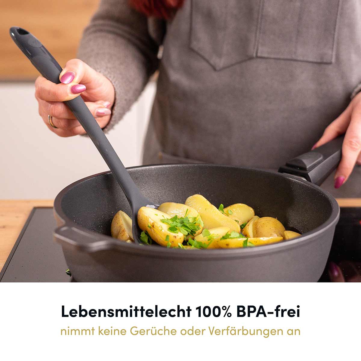 Pfannenschaufel mit robusten Edelstahlkern